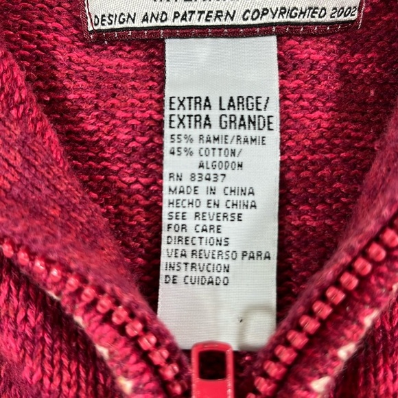 Tiara Fair Isle Knit Zip Cardigan Sweater XL - Vintage Y2K - Picture 9 of 10